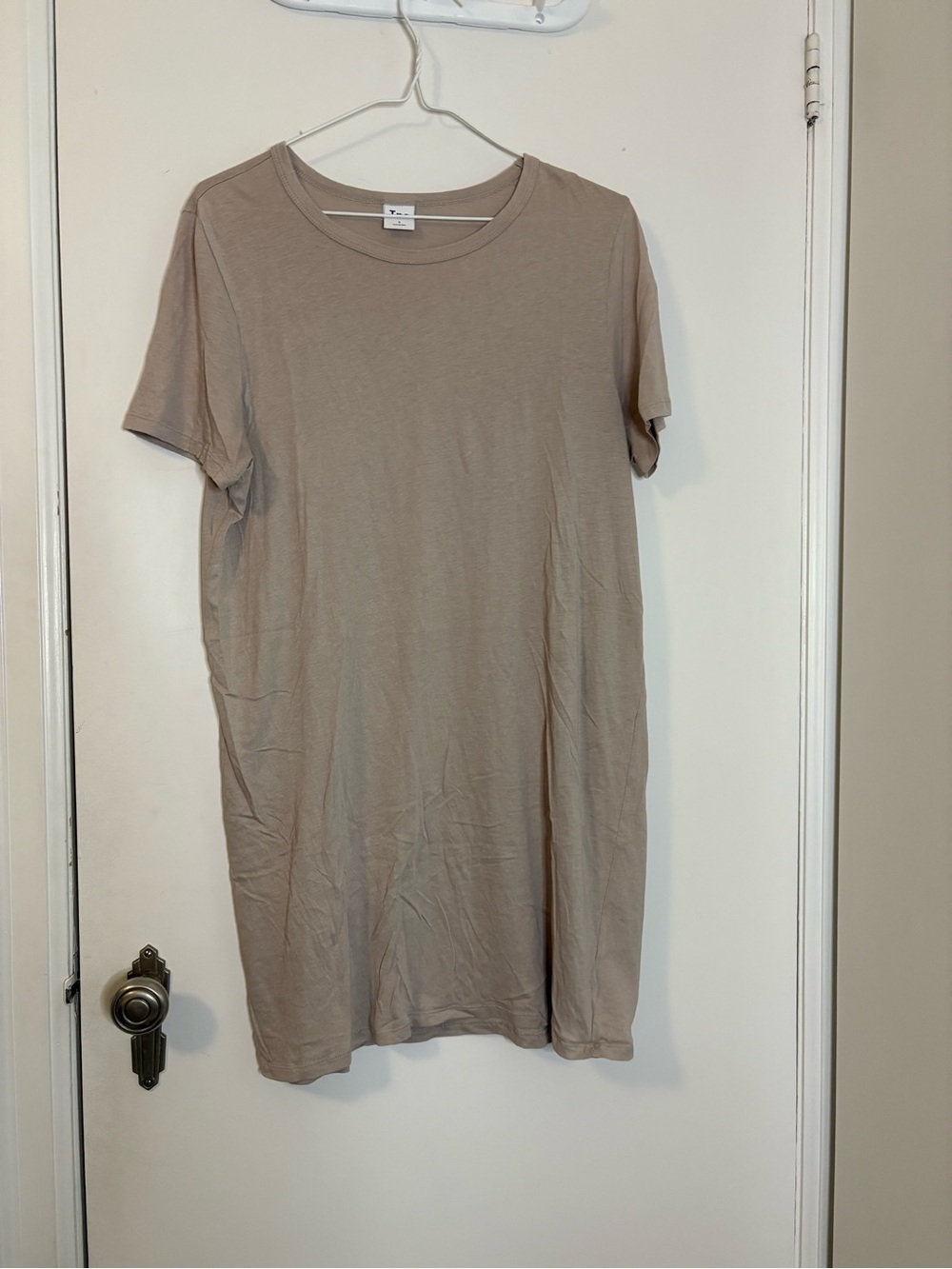 TNA Beige Short Sleeve T-Shirt Dress